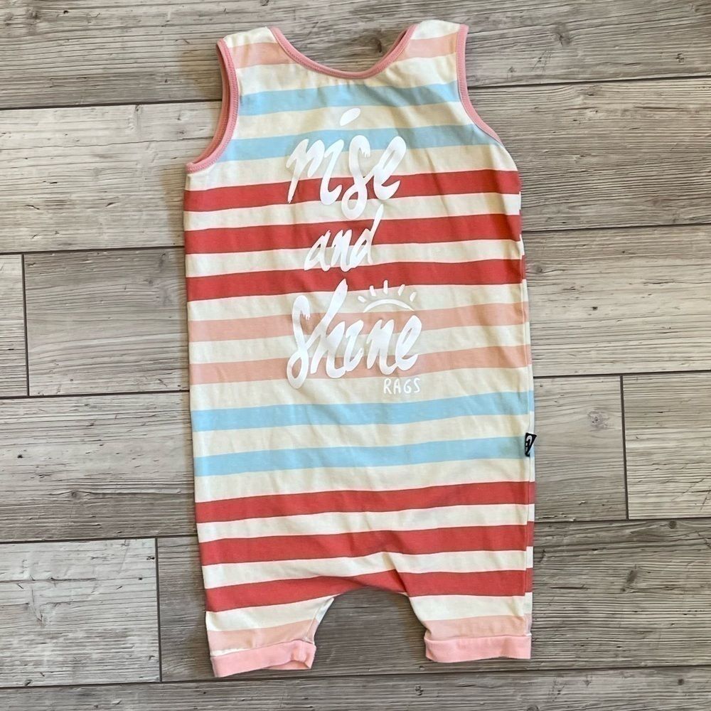 Rags | Rainbow Striped Tank Romper | Size: 3/4